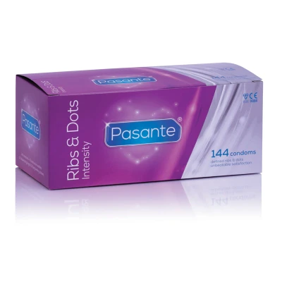 Afbeelding van Pasante Ribs &amp; Dots Intensity Condooms 144 stuks
