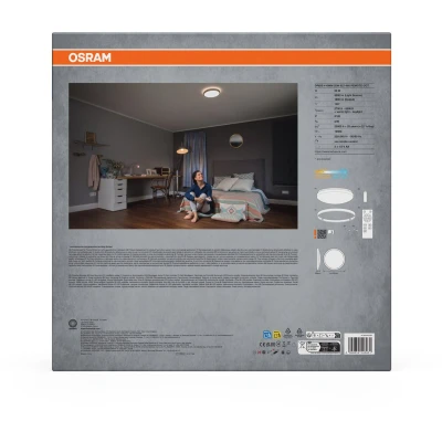 Afbeelding van OSRAM Orbis LED plafondlamp wandlamp met witlichtwisselfunctie afstandsbediening en wandschakelaar, dimbaar, opbouwlamp in wit van aluminium, IP20 bescherming, voor decoratieve verlichting huis