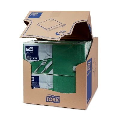 Afbeelding van Tork Lunchservet 33x33cm 2 laags 1/4 vouw Donkergroen 477214