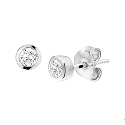 Afbeelding van Zilver Gerhodineerde Oorknoppen zirkonia 1326349 Sieraden compleet horloge Zilverkleur