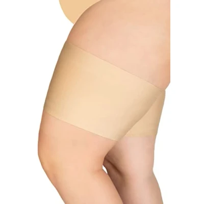 Afbeelding van Annes styling Vrouwen elastische dijbanden anti schuren voorkomen dij wrijven satijn en kant gevoerde beschermer slip siliconen, natuurlijk, XXL