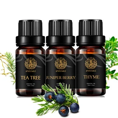 Afbeelding van Aromatherapie jeneverbes bessen etherische olie set voor diffuser, 3 x 10 ml 100% pure tijm kit het maken van kaarsen, therapeutische kwaliteit theeboom oliën massage