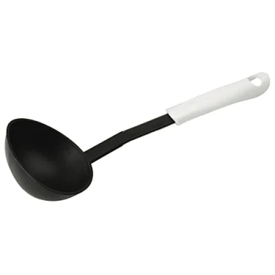 Afbeelding van Fackelmann ARCADALINA Soeplepel, roer en serveersoeplepel, kooklepeltje, krasbestendig, anti stick, hittebestendig, vaatwasmachinebestendig, zwart wit, 30 x 9,5 6 cm