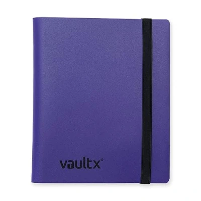 Afbeelding van Vault X 4 Vaks Kaartenmap met Band, 160 Kaarten, Standaardformaat, 20 Zijlaadpagina’s, Map voor Verzamelspeelkaarten, Sportkaarten, TCG (Paars)