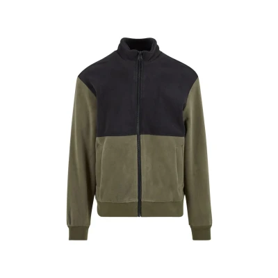 Afbeelding van Urban Classics Overgangsjas voor heren, Colour Block Polar fleece, lichte jas mannen, tweekleurig, regular fit, zwart/olijf, 3XL
