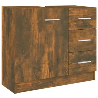 Afbeelding van vidaXL Wastafelkast 63x30x54 cm bewerkt hout gerookt eikenkleurig