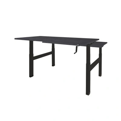 Afbeelding van Dextro zit/sta hoogte slinger verstelbare Duo werkplek, bladmaat 2 x 180 80 cm., frame kleur zwart RAL 9005 blad 25 mm. melamine Schaduwzwart