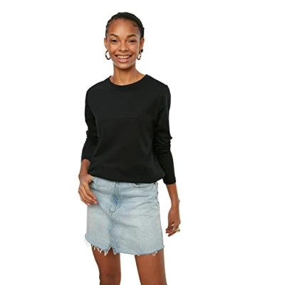 Afbeelding van Trendyol TWOAW21TS0098 Volwassenen Vrouwen T shirt Single pack Zwart XS