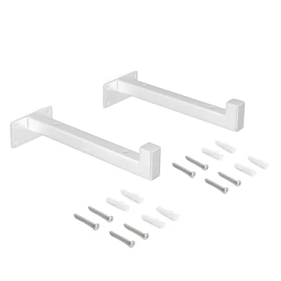 Afbeelding van Emuca Plankdragers Wandsteun Schapdragers Wandplank Modern Metaal Meubelbeslag voor Planken 60 80 x 20 cm Staal Max. 10 kg Incl. bevestigingsmaterialen 2 Stuks 22 Wit