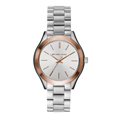 Afbeelding van Michael Kors MK3514 Zilverkleurig dameshorloge met mini slank runway logo