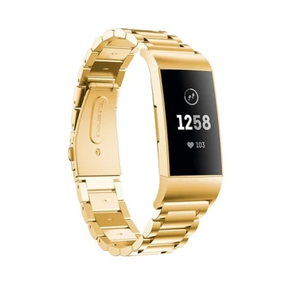 Afbeelding van Fitbit Charge 3 &amp; 4 metalen bandje Goud Horlogebandje
