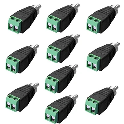 Afbeelding van S SIENOC 10x RCA kabel adapter terminalblok &gt; cinchstekker stekkeradapter klemmenblok&gt; stekker DC blok schroefverbinding 2 pins connectorkabel naar verbinding