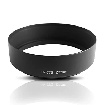 Afbeelding van 77mm Ø Metalen lenskap Lens Hood. CNC bewerkte aluminium. Voor het vastschroeven van lensfilterdraad. Canon Sony Nikon Tamron Sigma Olympus Fujifilm Pentax