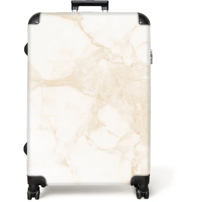 Afbeelding van NoBoringSuitcases.com® Koffer groot Reiskoffer lichtgewicht Marmer Wit Goud Luxe Marmerlook Rolkoffer met 4 wielen Grote trolley XL 98 liter bagage