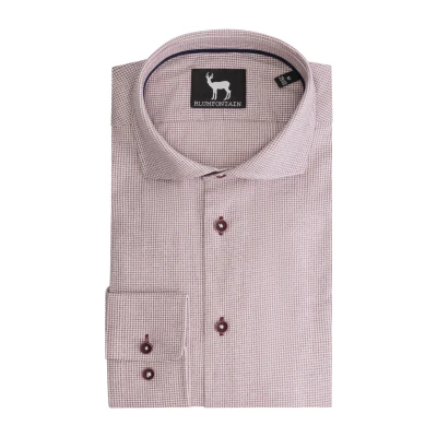 Afbeelding van Gents Overhemd Blumfontain miniruit bordeaux Maat XL