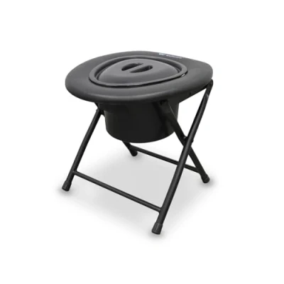 Afbeelding van WELLCORE Toiletstoel met Toilet, Opvouwbaar, Verplaatsbaar, Compact, Aluminium Frame, Afneembaar Gemakkelijk schoon te maken, Kleur Zwart, Tot 100 kg