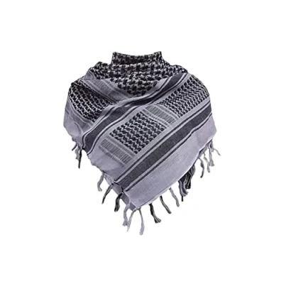 Afbeelding van Zachte Katoen Shemagh Sjaal Arabische Zonnehoed Combat Desert Keffiyeh SAS Leger Tactische Militaire Woestijn Hoofd Hals Wrap masker, Grijs Zwart, One size