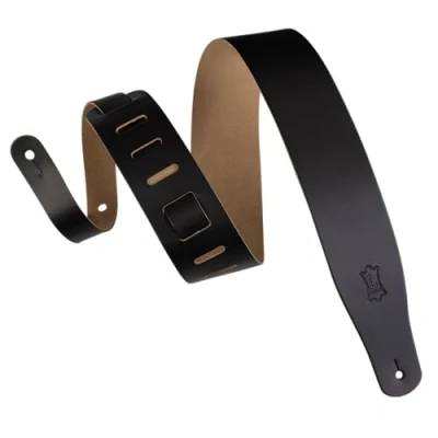 Afbeelding van Levy&#039;s Leathers 2 1/5.1 cm lederen gitaar riem verstelbaar Standaard Standard Zwart