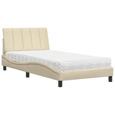 Afbeelding van vidaXL Bed met matras stof crèmekleurig 100x200 cm