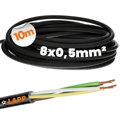 Afbeelding van 10 meter Lapp 1030260 LiYY PVC stuurstroomkabel 8x0,5 mm² zwart I LED kabel 8 aders datalijn signaallijn soldeerbare