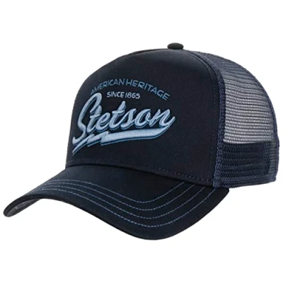 Afbeelding van Stetson Since 1865 Trucker Pet Heren snapback cap baseballpet truckercap met klep voor Zomer/Winter One Size donkerblauw