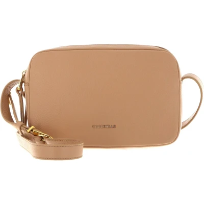 Afbeelding van Coccinelle Leren Schoudertas Gleen Handbag Grained Leather Toasted Beige