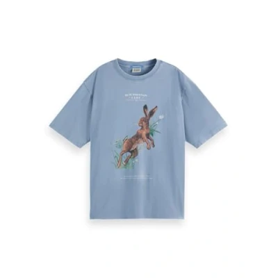 Afbeelding van Scotch &amp; Soda Washed Artwork Los T shirt, meerblauw 413, XL