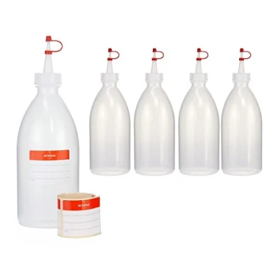 Afbeelding van Octopus 5x 500 ml knijpflacons, spuitflacons van LDPE met druppeldop, garnatieflacons, decoratieflacons voor keuken, hobby of laboratorium