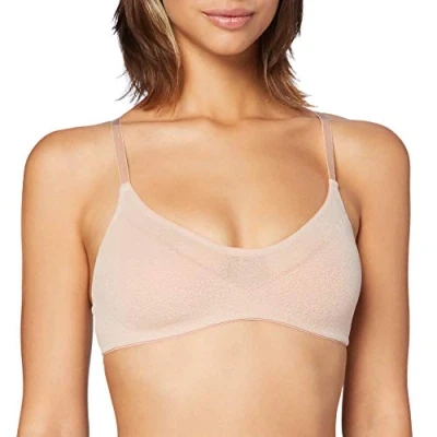 Afbeelding van sloggi Dames OXYGENE Infinite T Shirt Bra Beugelloze BH, Wit, S, Peanut boter, XS