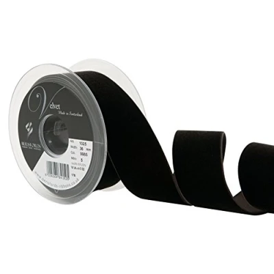 Afbeelding van Berisfords fluwelen lint, zwart koffie, 36 mm x 5 m
