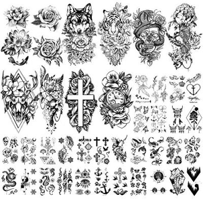 Afbeelding van Yazhiji 40 Vellen Grote Sexy Bloemen Collectie Waterdichte Tijdelijke Tatoeages Blijvende nep Tattoo voor Vrouwen en Meisjes.