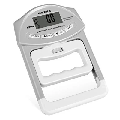 Afbeelding van Digitale handdynamometer grip sterkte meetmeter automatische opname elektronische handgreep vermogen 180 lbs/90 kg, grijs