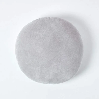 Afbeelding van Homescapes fluwelen kussen, 40 cm rond, lichtgrijs