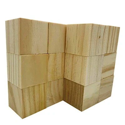 Afbeelding van Fycooler Grote Houten Kubussen KubussenOnbewerkt Naaldhouten BlokkenEducatieve Hobby Blokken Voor DIY,Stempels,Kunst &amp; Hobby,Puzzles,Nummers Natuurlijk Onbewerkte 12Pak 5x5x5cm
