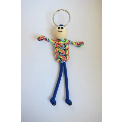 Afbeelding van Gelukspoppetje Regenboog Licht Blauw Sleutelhanger