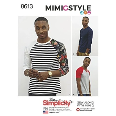Afbeelding van Simplicity 8613 Pattern Mannen gebreide top Mimi G, papier, wit, A (XS S M L XL)