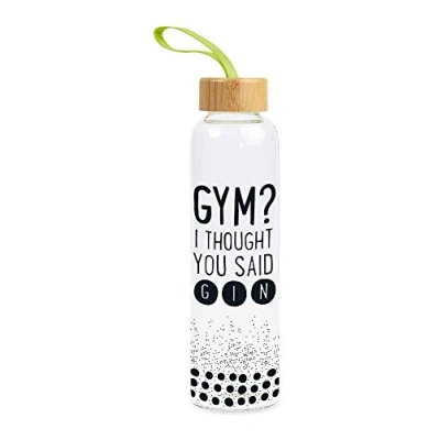 Afbeelding van Grafik Werkstatt Drinkfles van glas met grappige spreuk greeplus 550 ml Gym?