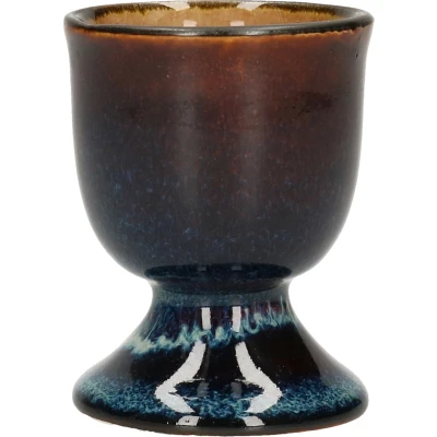 Afbeelding van Eierdopje van porselein blauw/bruin 5 cm Eierdopjes