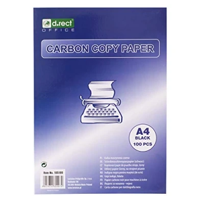 Afbeelding van D.RECT Carbonpapier voor Schrijfmachine, DIN A4, Doorschrijfpapier Zonder Carbon, CARBON COPY PAPER, zwart, 100 Vellen