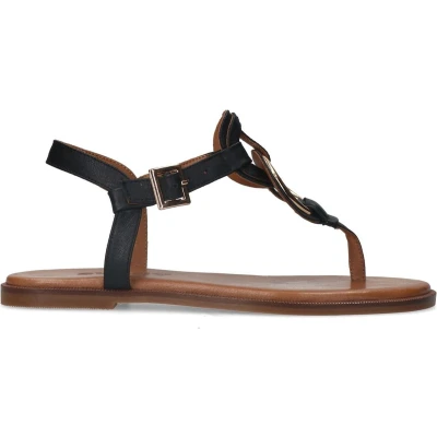 Afbeelding van Sacha Dames Zwarte leren sandalen Maat 41