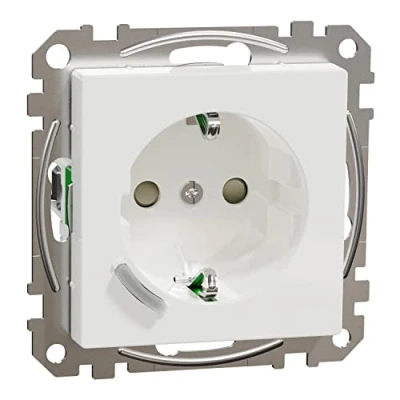 Afbeelding van Merten MEG2380 0325 Wiser Connected Schuko stopcontact, 16 A, TPB actief wit systeem M, Smart compatibel met Amazon Alexa en Google Home, Home wifi stopcontact