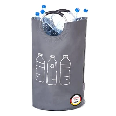 Afbeelding van WELLENBORG® opvouwbare statiegeldflesopberger opvouwbaar grijs groot statiegeldfles inzamelbak waterdichte flessenopvangbak leegt grote mand glasafvalleegjes voor flessen