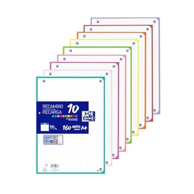 Afbeelding van Oxford A4 vellen, geruit, geperforeerd, 160 5 x 5, 10 bandkleuren