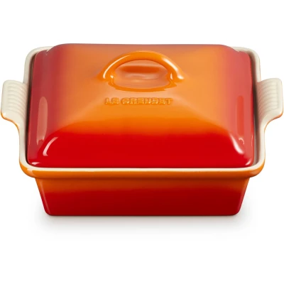 Afbeelding van Le Creuset Ovenschaal Vierkant Met Deksel Oranjerood 23 cm
