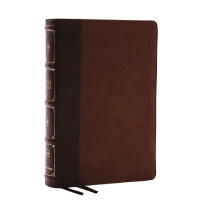 Afbeelding van NKJV, Large Print Thinline Reference Bible, Blue Letter, Maclaren Series, Leathersoft, Brown, Thumb Indexed, Comfort Print: Holy New King James Version