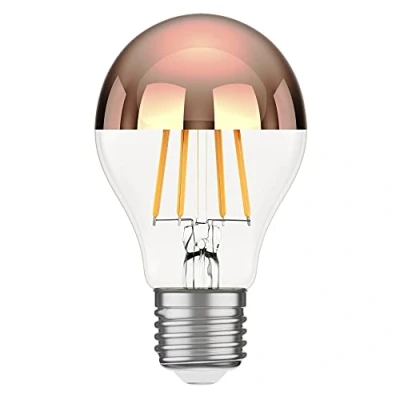 Afbeelding van ledscom.de E27 LED gloeilamp, A60, warm wit (2600 K), 7,5 W, 839lm, kopspiegel (roségoud), bolvorm, gloeidraad, Edison, glas, LED, lampvoet, spaarlamp, Classic