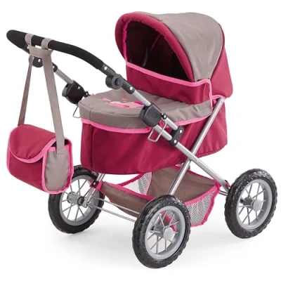 Afbeelding van Bayer Design 13078AA Trendy Poppenwagen met tas en duwstang verstelbaar, Prinses