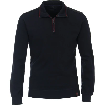 Afbeelding van Casa Moda Half Zip Trui Donkerblauw maat L Heren met Regular fit Pasvorm Polyester Suitable Herenkleding