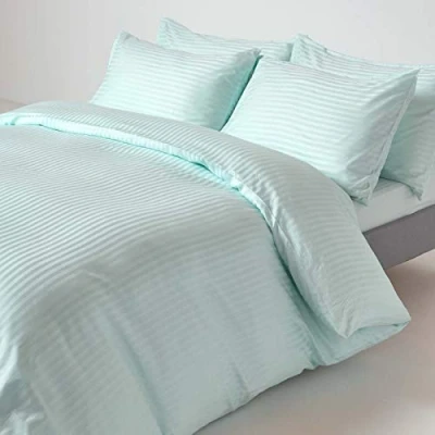 Afbeelding van Homescapes Damast beddengoed 200 x cm met satijnen strepen aqua, draaddichtheid 330