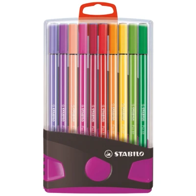 Afbeelding van Viltstift STABILO Pen 68/20 ColorParade in antraciet/roze etui medium assorti à 20 stuks